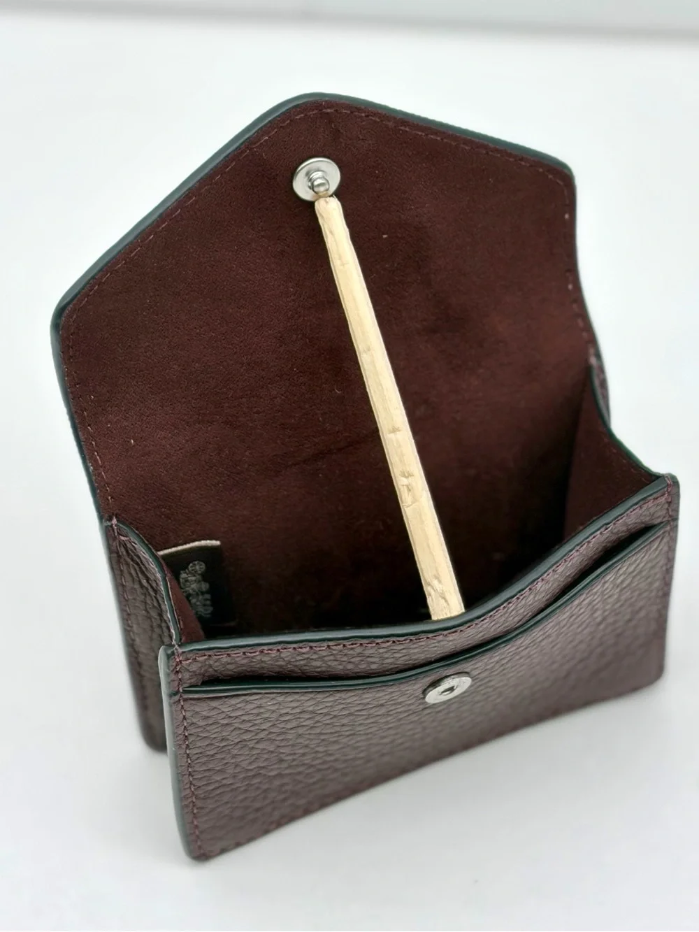 Coach Two-Tone Pebbled Leather Card Case in Blush & Burgundy